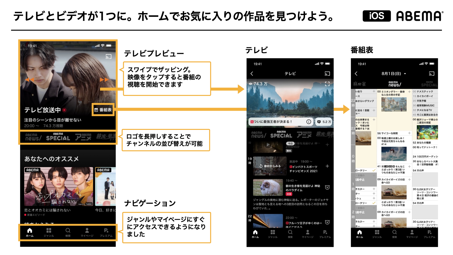 Abema Iosアプリ Pcブラウザ プロダクトアップデートのお知らせ Abemaヘルプ